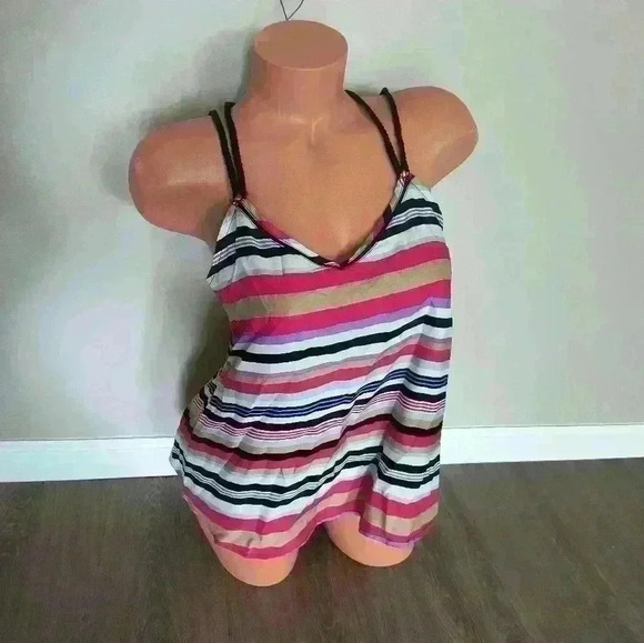 Jessica Simpson Women's Vneck Oversized Striped Tank Top Size Medium - Picture 1 of 7